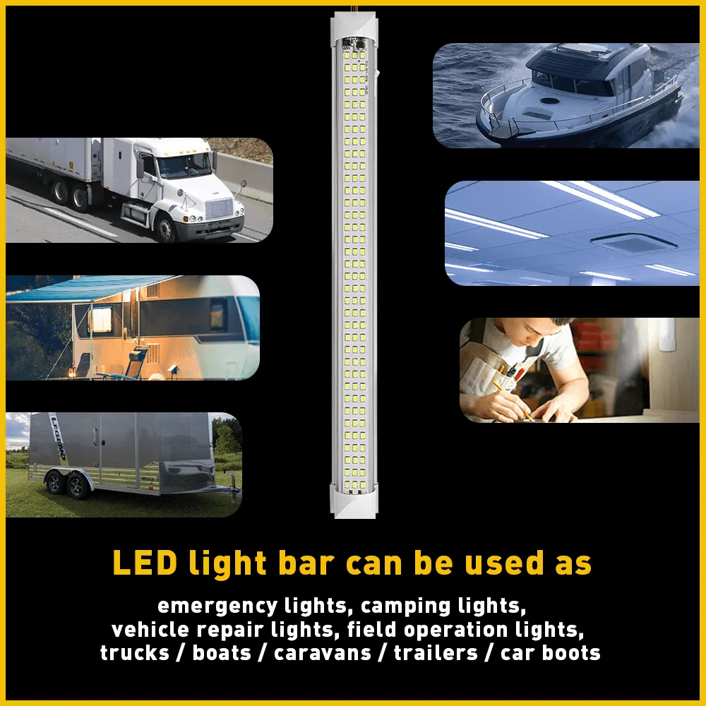 12V 108pcs LED Interior Light Bars for Truck Van Bus Caravan with ON/OFF Switch