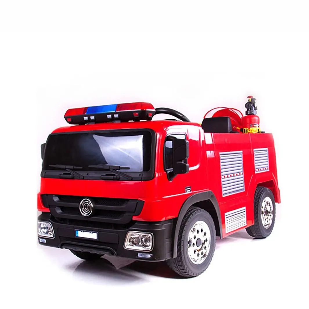 2025 Fire Truck Style Ride-On | 12V | Upgraded | Lots of Lights | Water Gun | Hat | Fire Extinguisher | Big 1 Seater | Remote