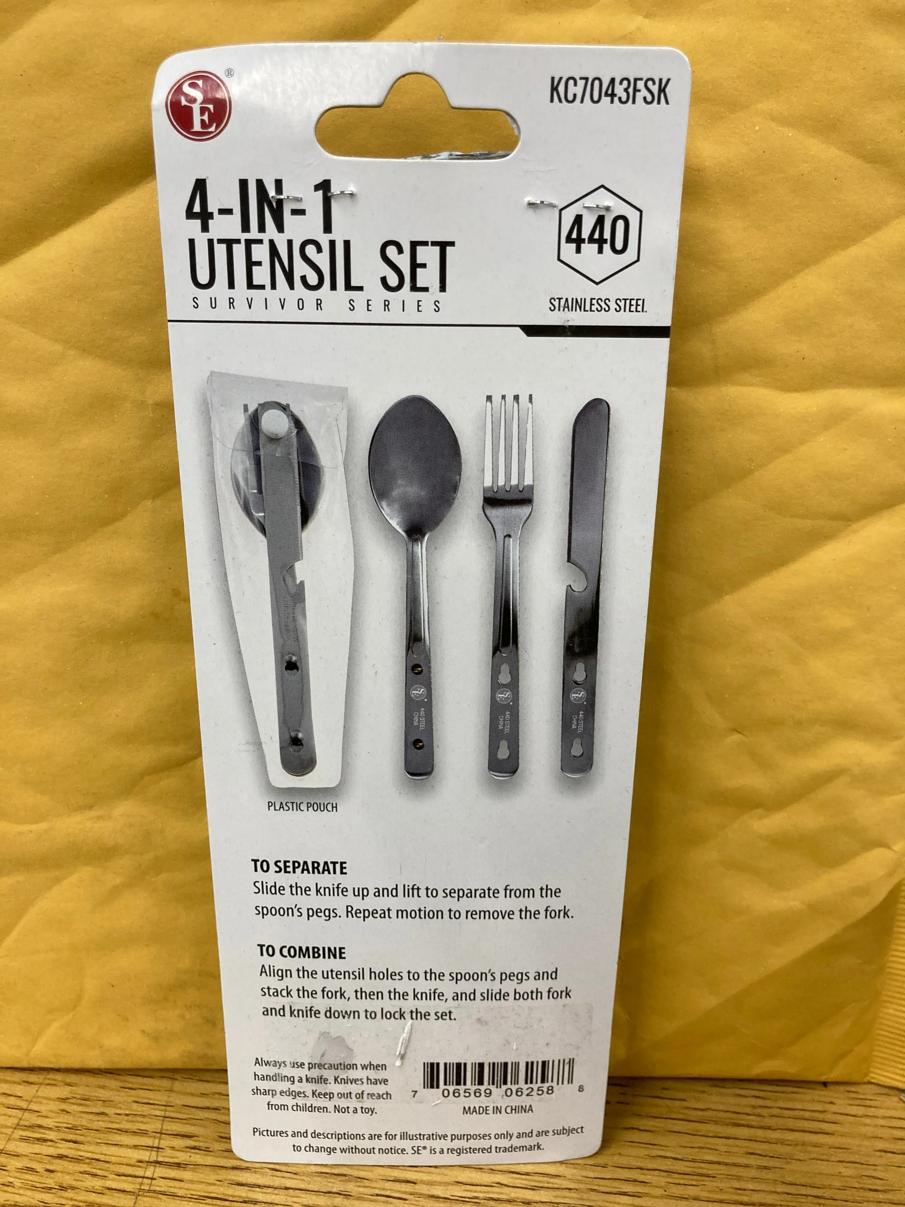 4 in 1 U.S. GI Style Stainless Steel Utensil Set