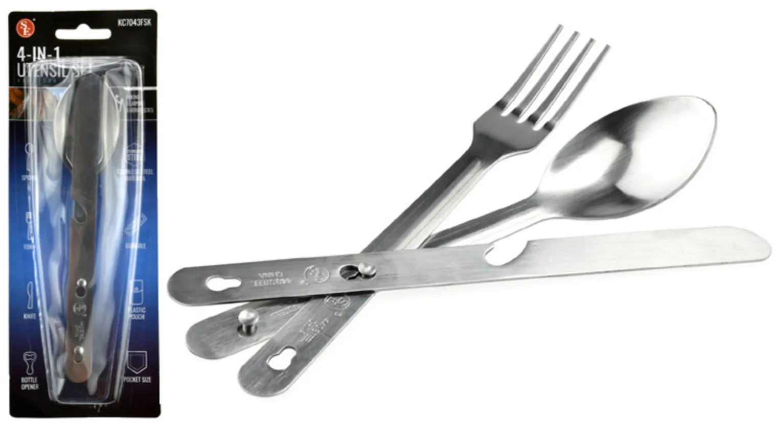 4 in 1 U.S. GI Style Stainless Steel Utensil Set