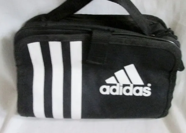 ADIDAS Signature Logo Organizer Toiletries Cosmetics Travel BAG BLACK WHITE