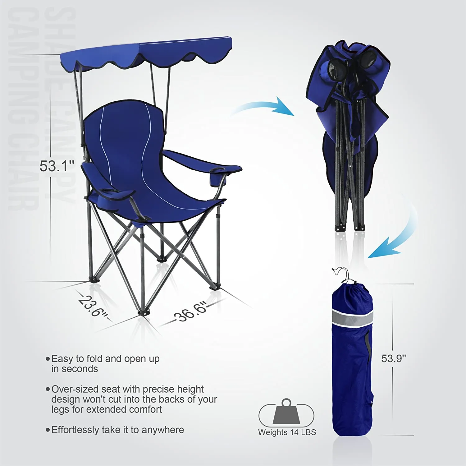 Alpha Camp Folding Shade Canopy Camping Chair