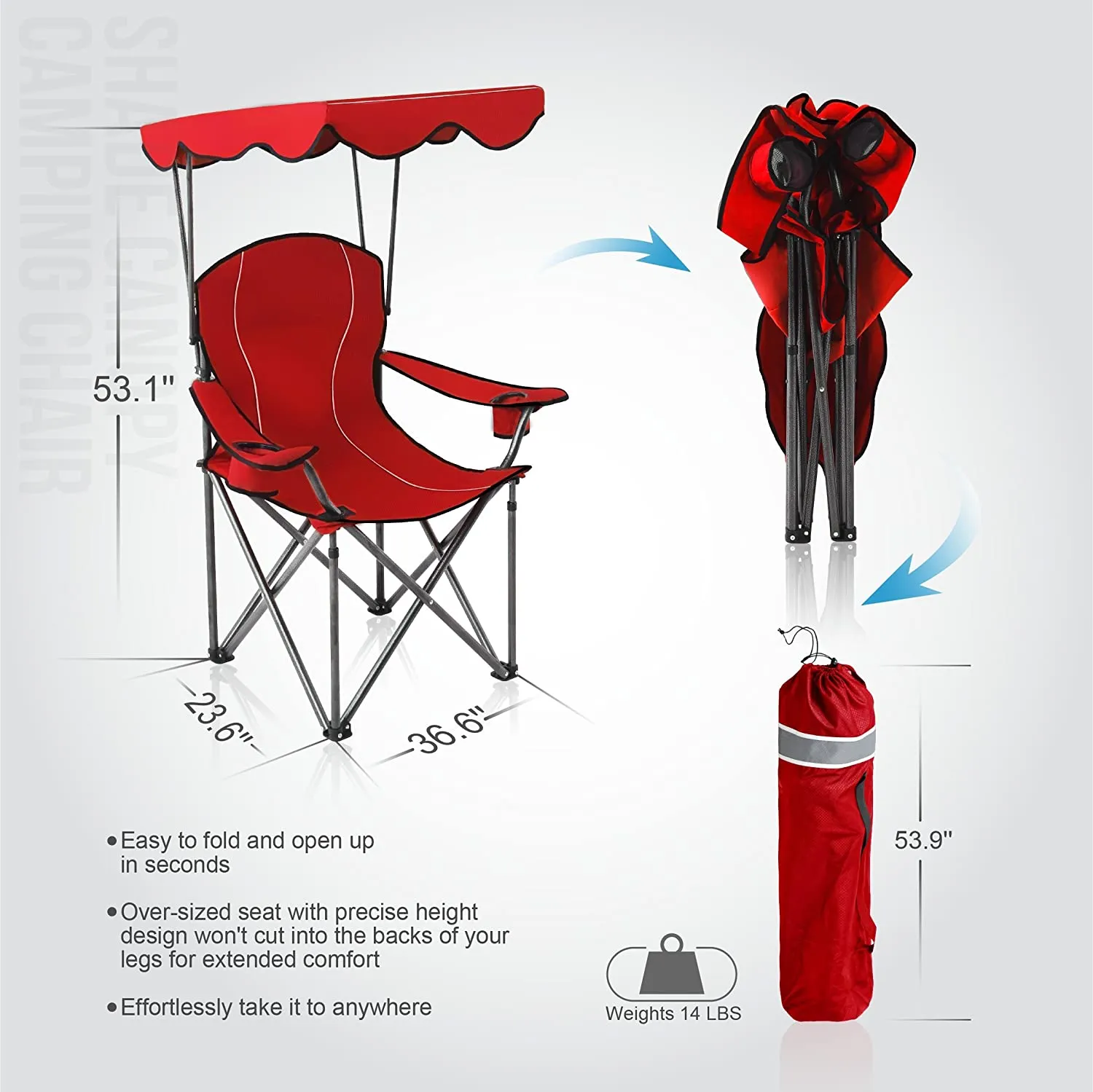 Alpha Camp Folding Shade Canopy Camping Chair