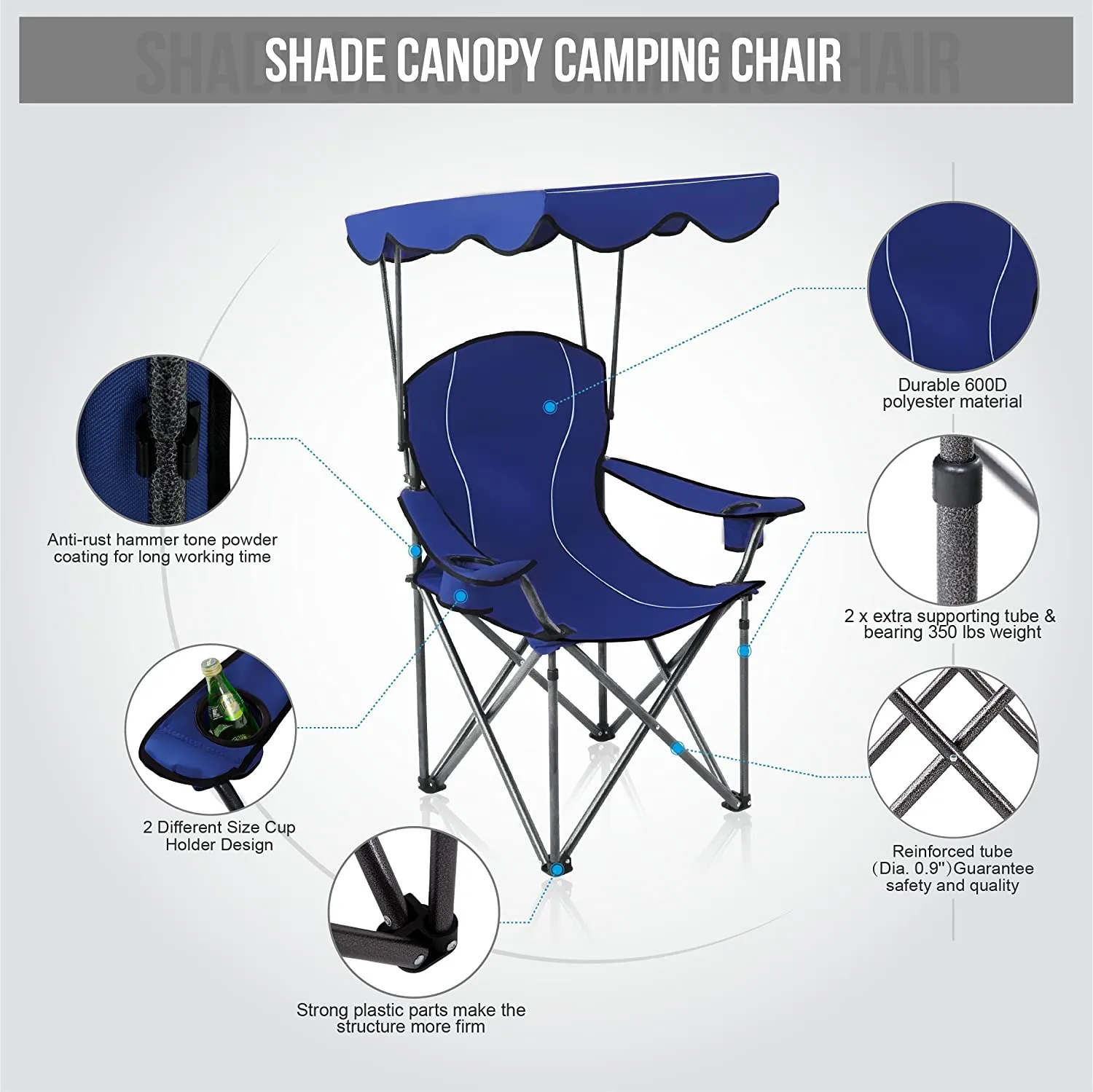 Alpha Camp Folding Shade Canopy Camping Chair