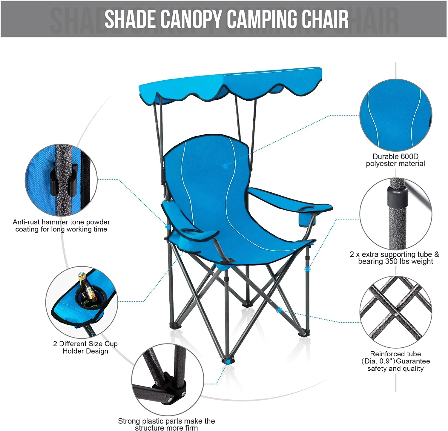 Alpha Camp Folding Shade Canopy Camping Chair