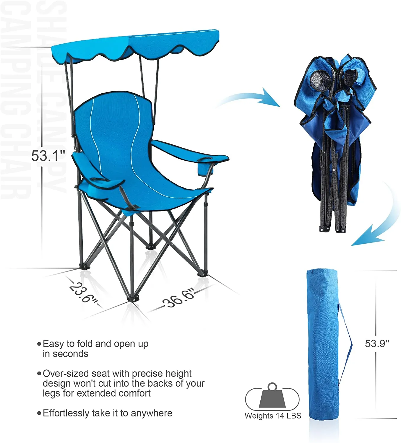 Alpha Camp Folding Shade Canopy Camping Chair