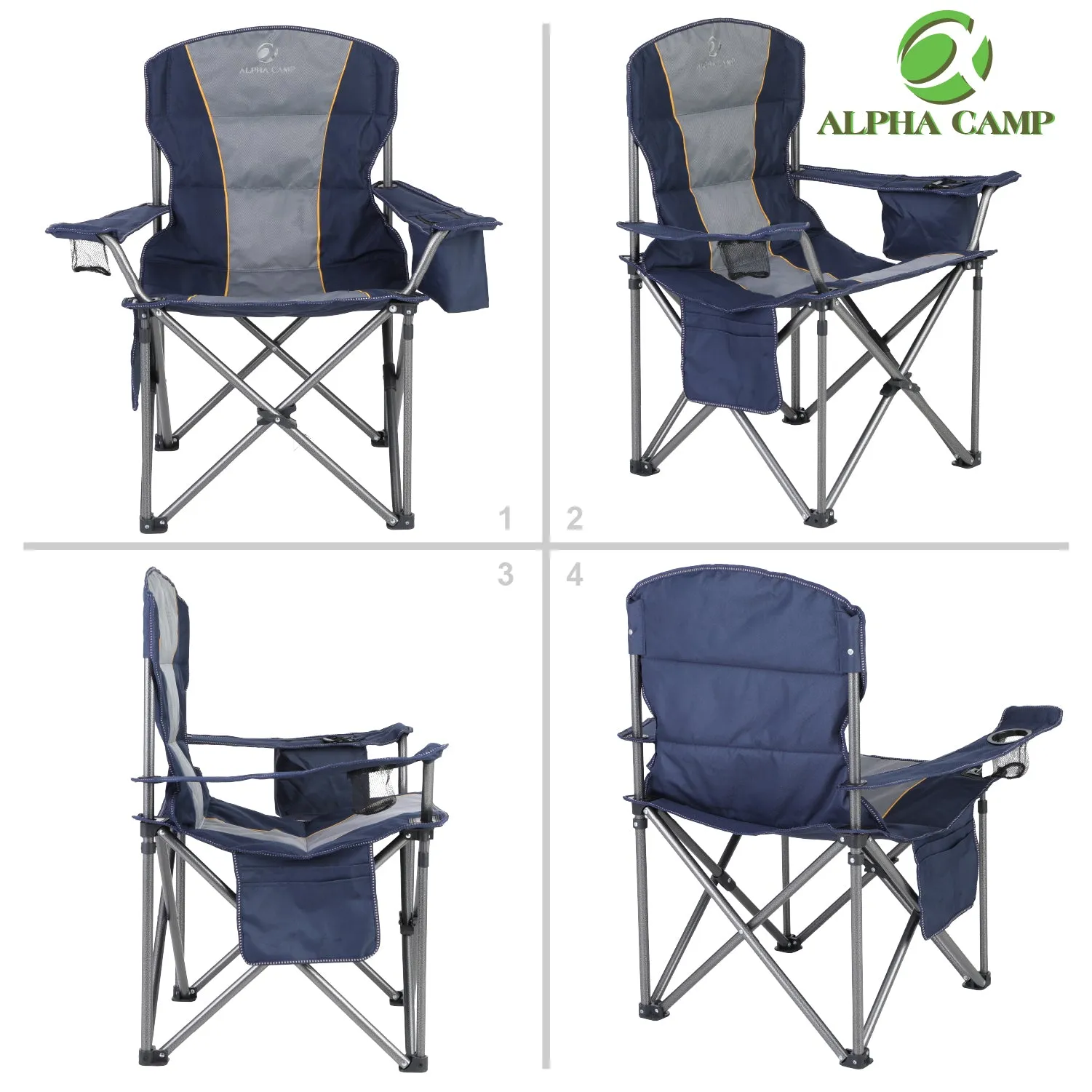 ALPHA CAMP Oversized Heavy Duty Camping Picnic Chairs Padded Arm Chair