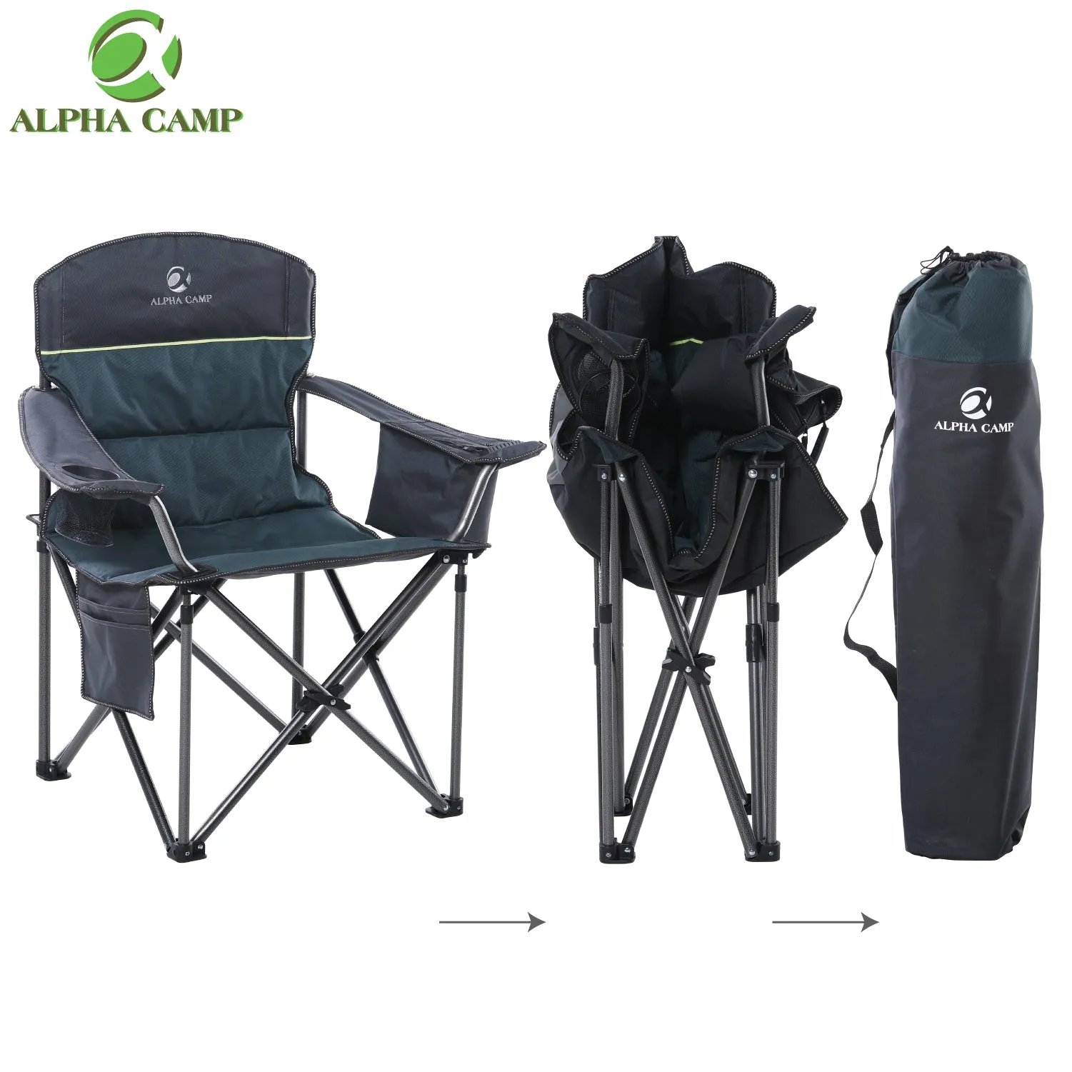 ALPHA CAMP Oversized Heavy Duty Camping Picnic Chairs Padded Arm Chair