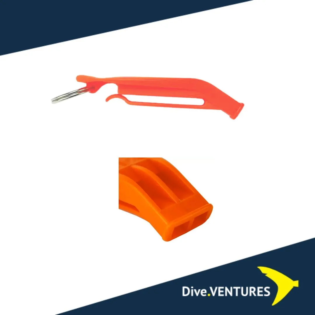 Aquatec Duo-Frequency Fin Whistle. (Orange color)