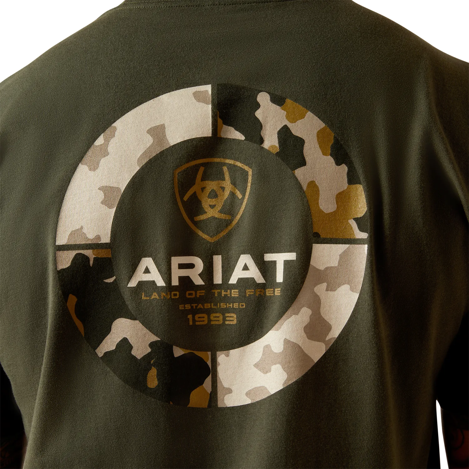 Ariat Men's Camo Ring SS T-Shirt - Dark Olive