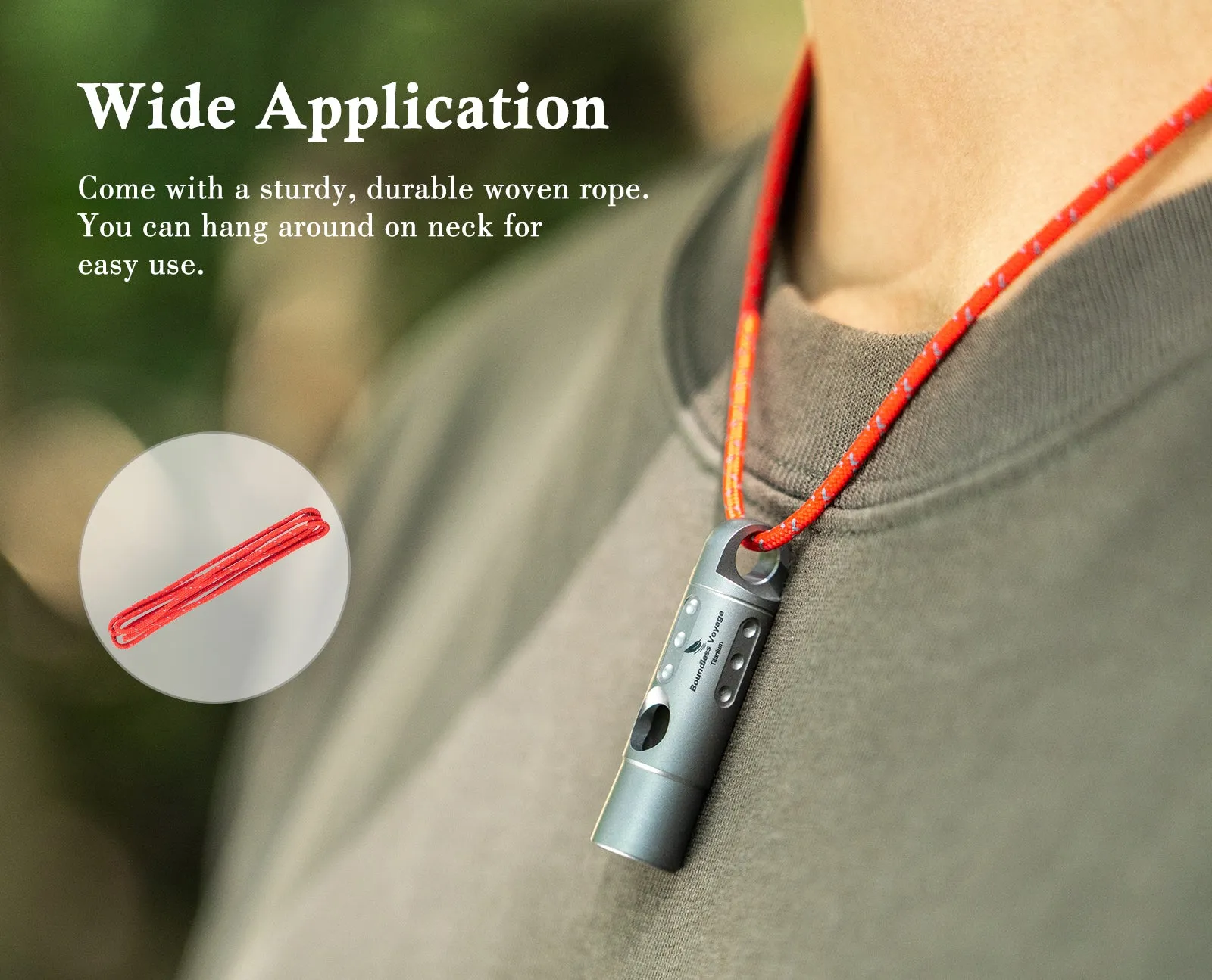 Boundless Voyage Titanium Whistle Emergency Survival Safety Whistles with Lanyard Loud for Outdoor Camping Hiking Coaches Training Sports Whistle