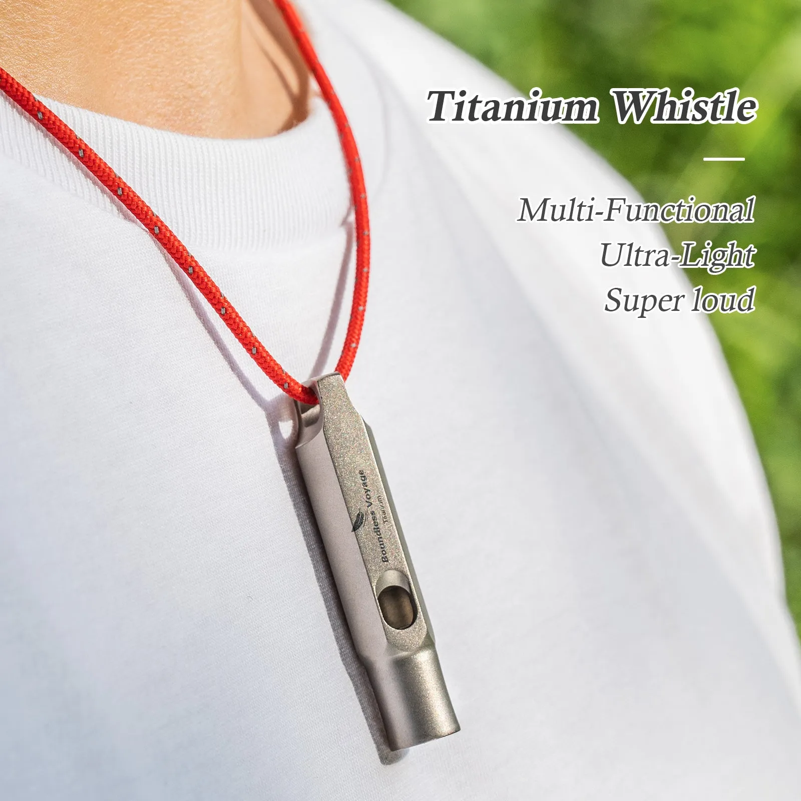 Boundless Voyage Titanium Whistle Emergency Survival Safety Whistles with Lanyard Loud for Outdoor Camping Hiking Coaches Training Sports