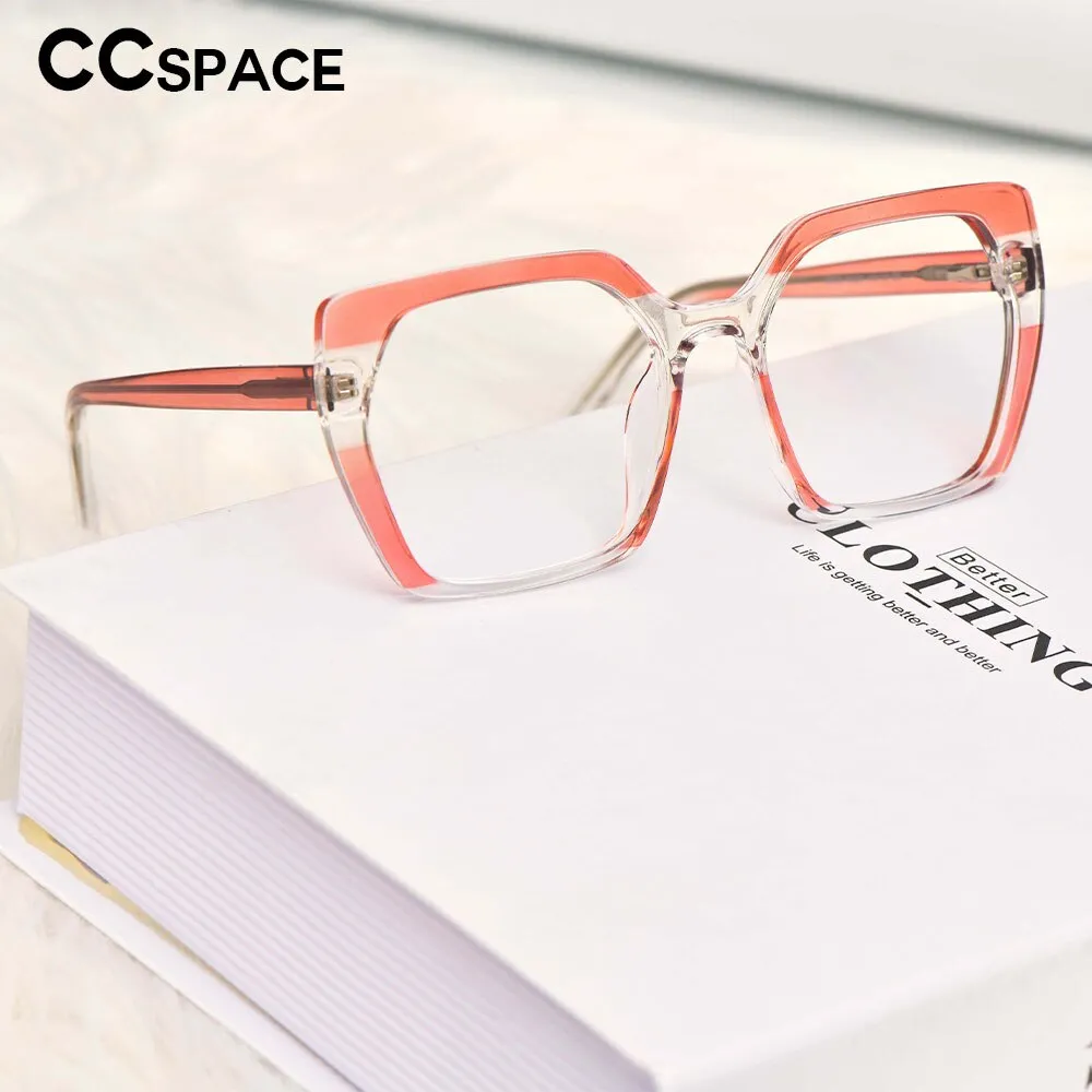 CCspace Unisex Full Rim Oversized Polygon Square Tr 90 Titanium Frame Eyeglasses 53590