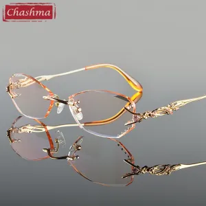 Chashma Tint Lenses Glasses Diamond Cutting Rimless Titanium 8036 B