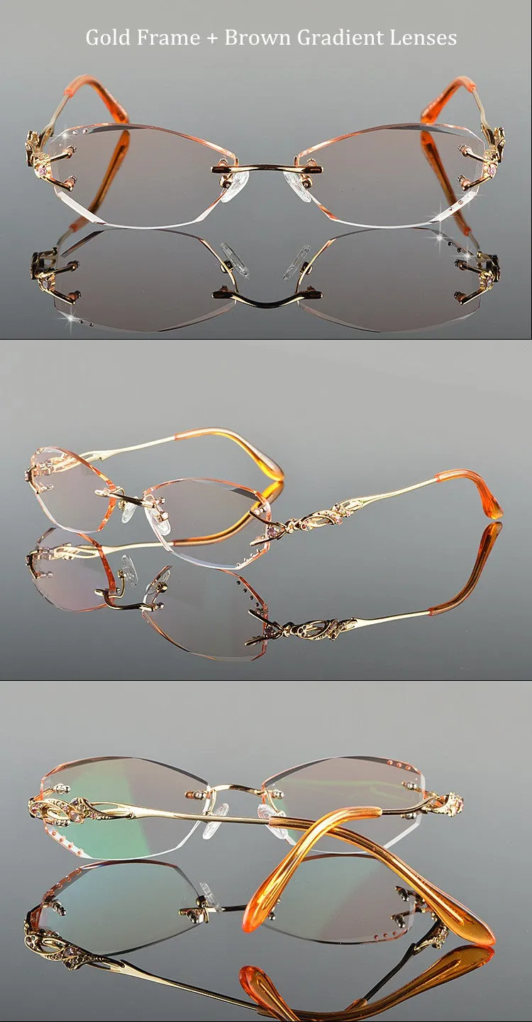 Chashma Tint Lenses Glasses Diamond Cutting Rimless Titanium 8036 B