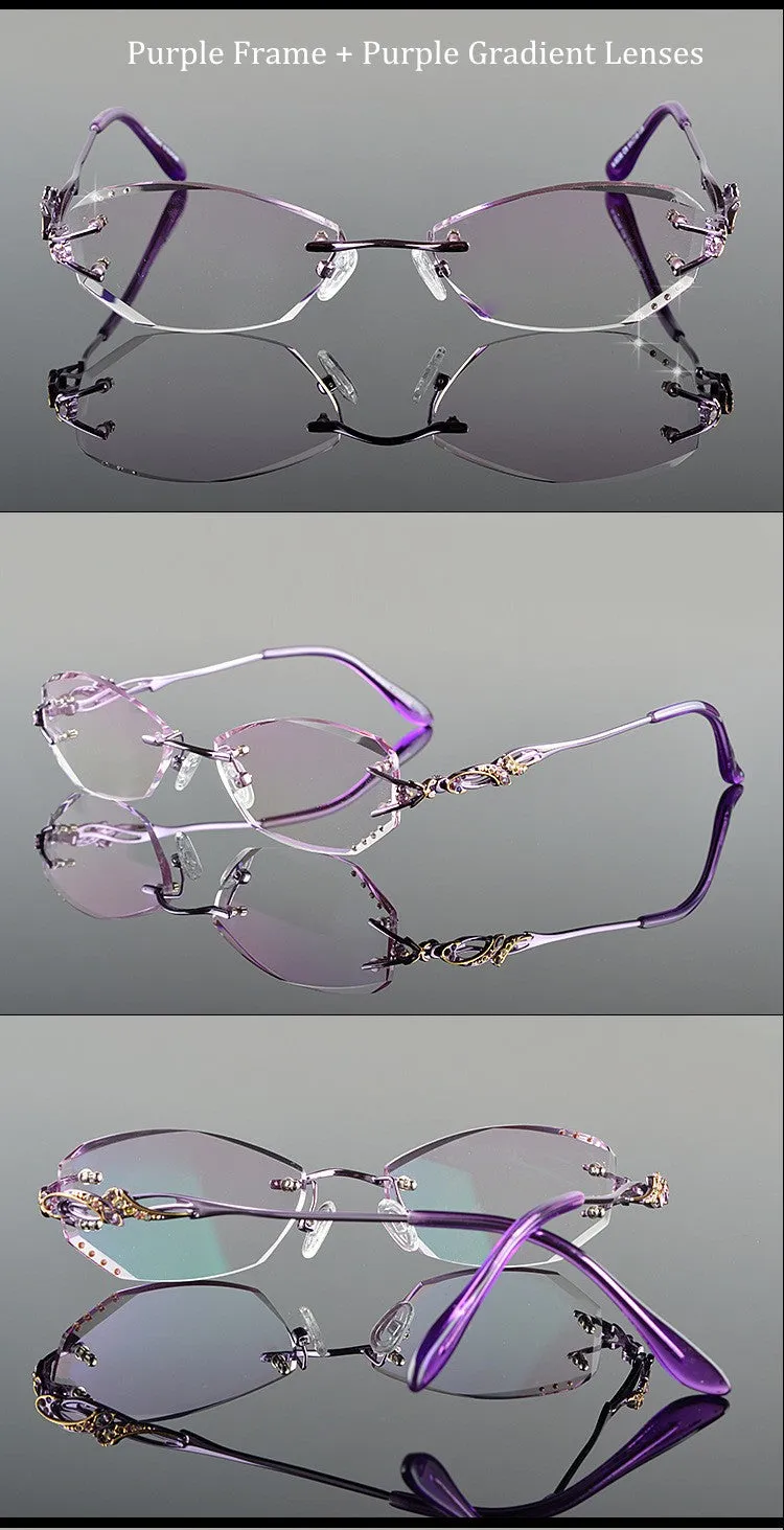 Chashma Tint Lenses Glasses Diamond Cutting Rimless Titanium 8036 B