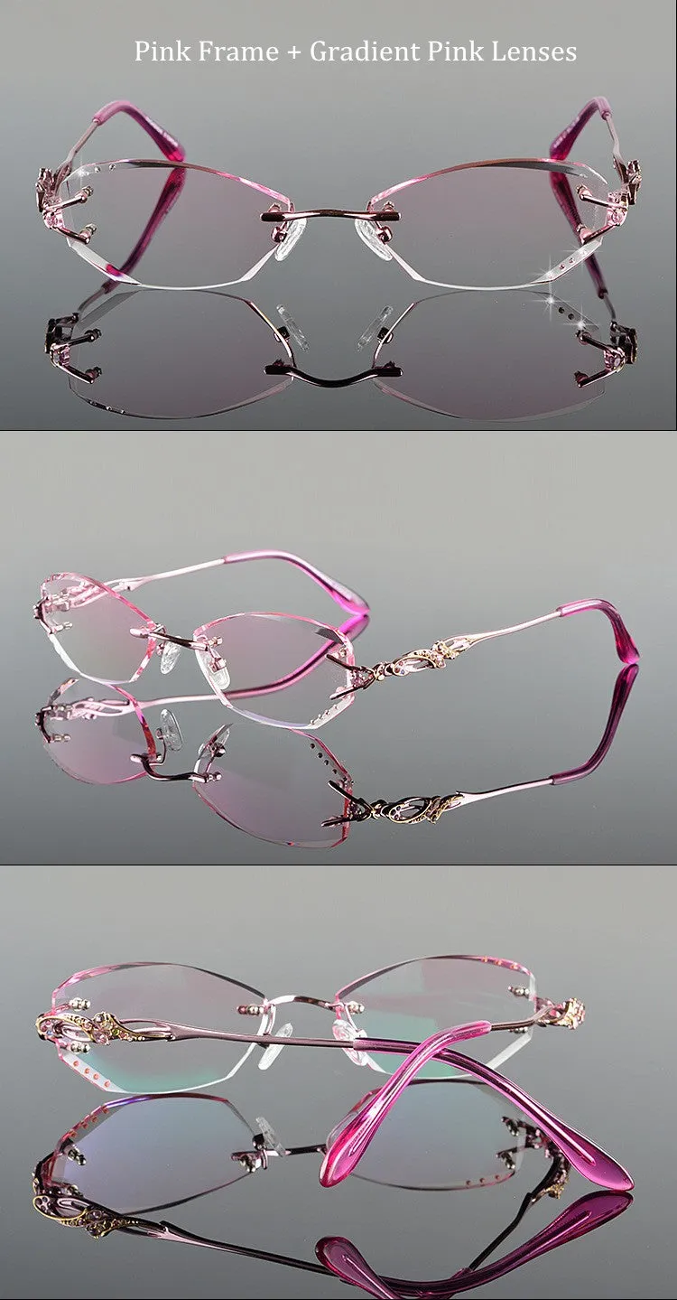 Chashma Tint Lenses Glasses Diamond Cutting Rimless Titanium 8036 B