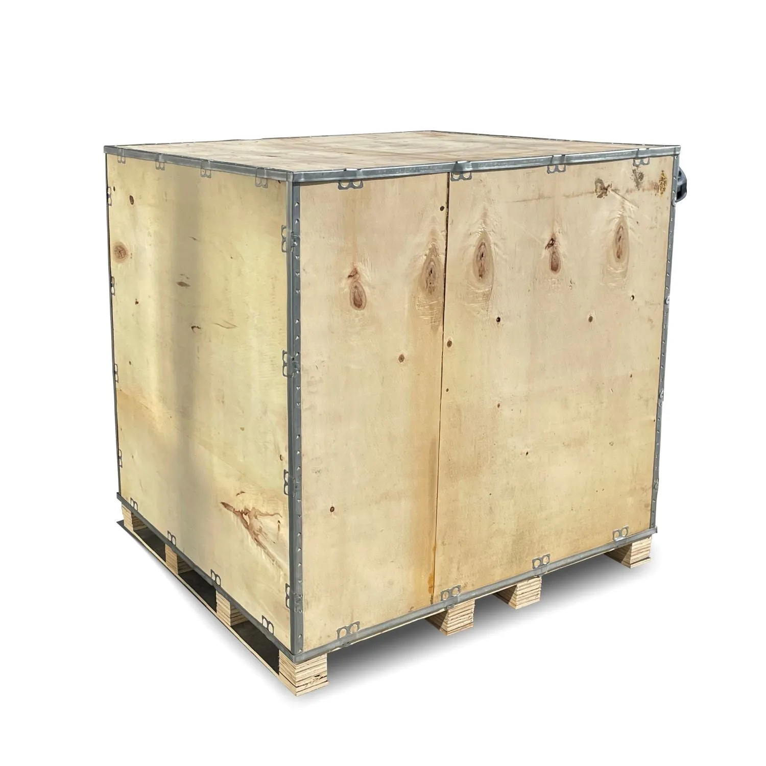 Collapsible Wood Shipping Crate with Pallet (48" x 48" x 48") - 64 cu ft