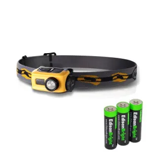 Fenix HL22 120 Lumen LED Headlamp (Yellow) with 3 X EdisonBright AA Alkaline batteries