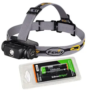 Fenix HL55 900 Lumen CREE XM-L2 T6 LED Headlamp with EdisonBright EBR34 18650 3400mAh Li-ion rechargeable battery bundle