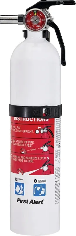 First Alert REC5 Rechargeable Fire Extinguisher, 2 lb, Sodium Bicarbonate, 5-B:C Class :EA: QUANTITY: 4