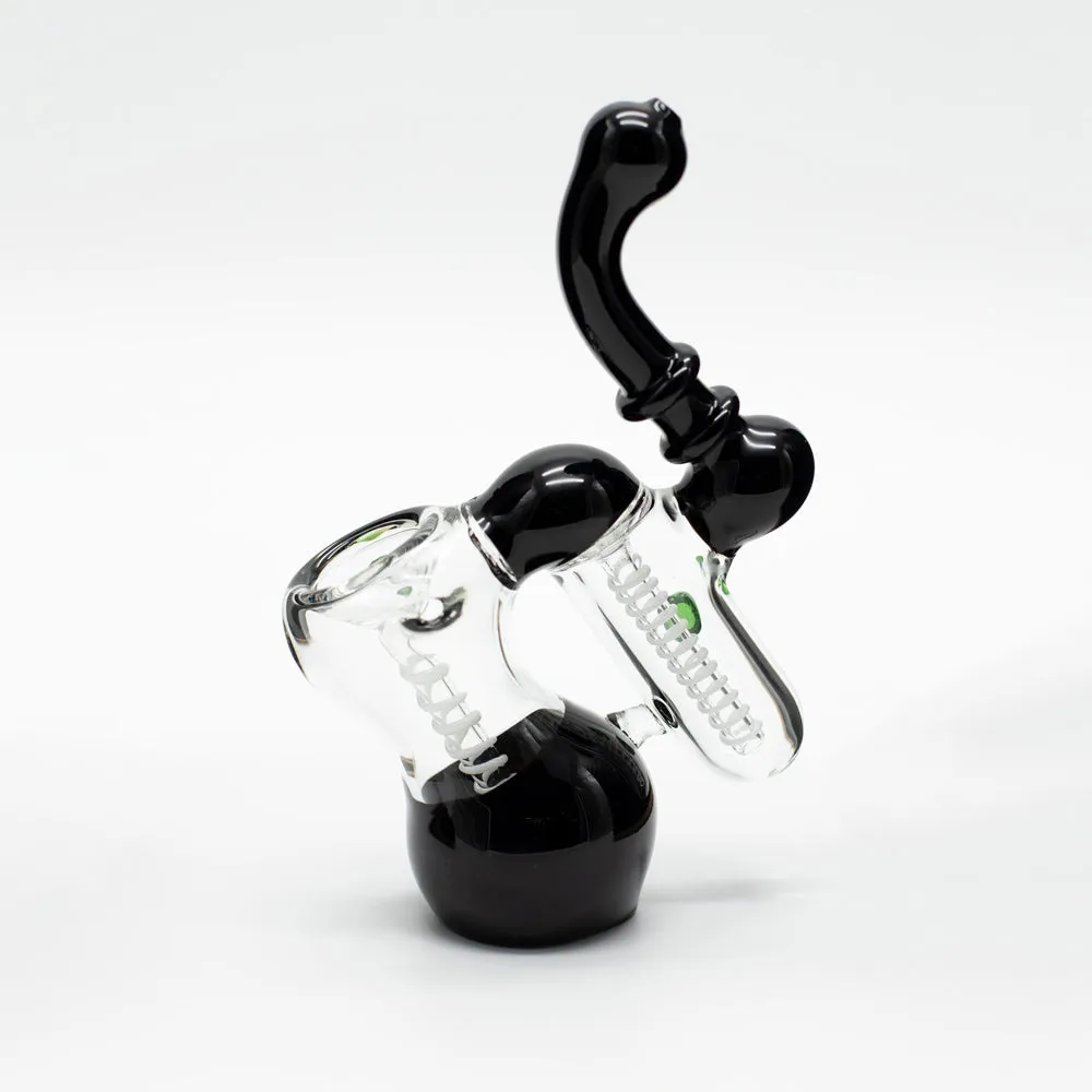 Glass Bubbler - Black with Green Dots