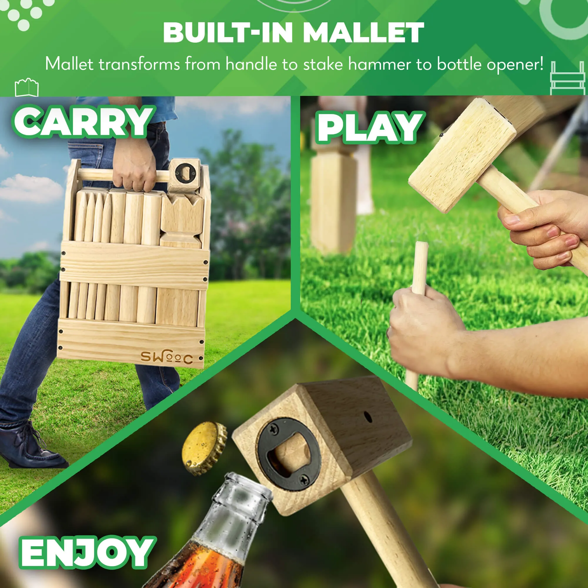 Kubb Yard Game With Crate