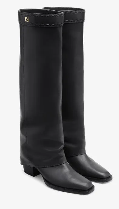 Luxury Black Leather Woman Boots