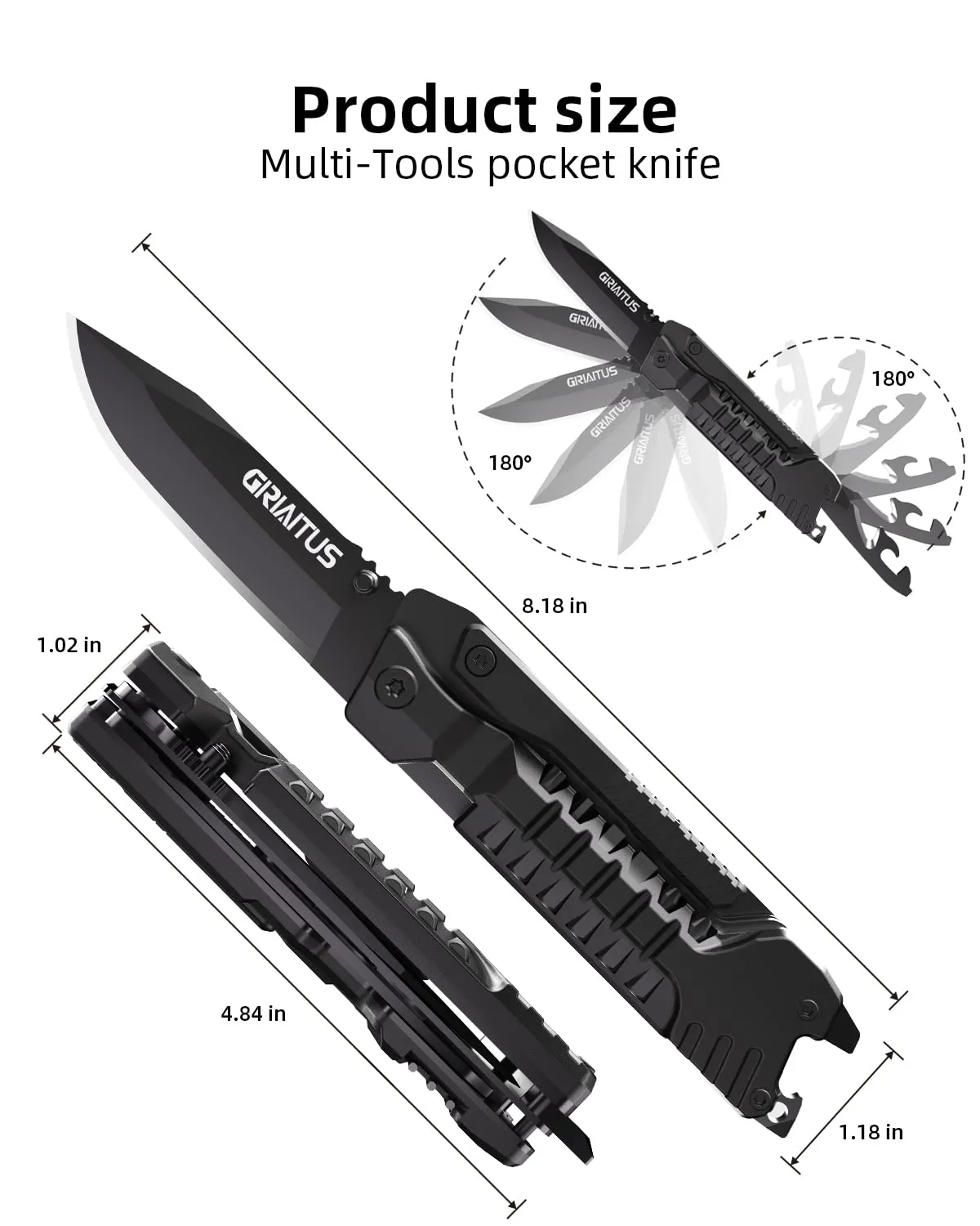 Multitool Knife 17 in 1Fire Starting Sticks, Bottle Opener, Saw Screwdrivers Bottle Opener, Whistle, Window Breaker and More -Perfect for Camping, Outdoorl, Survival and Everyday Use,Gifts for Men Dad