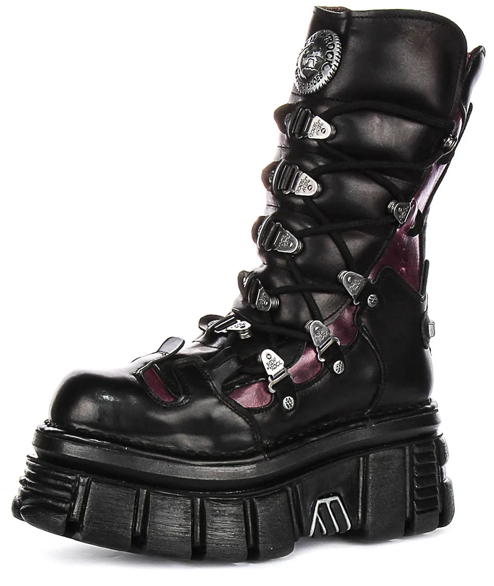 Newrock 203 Tower In Black Purple Boots