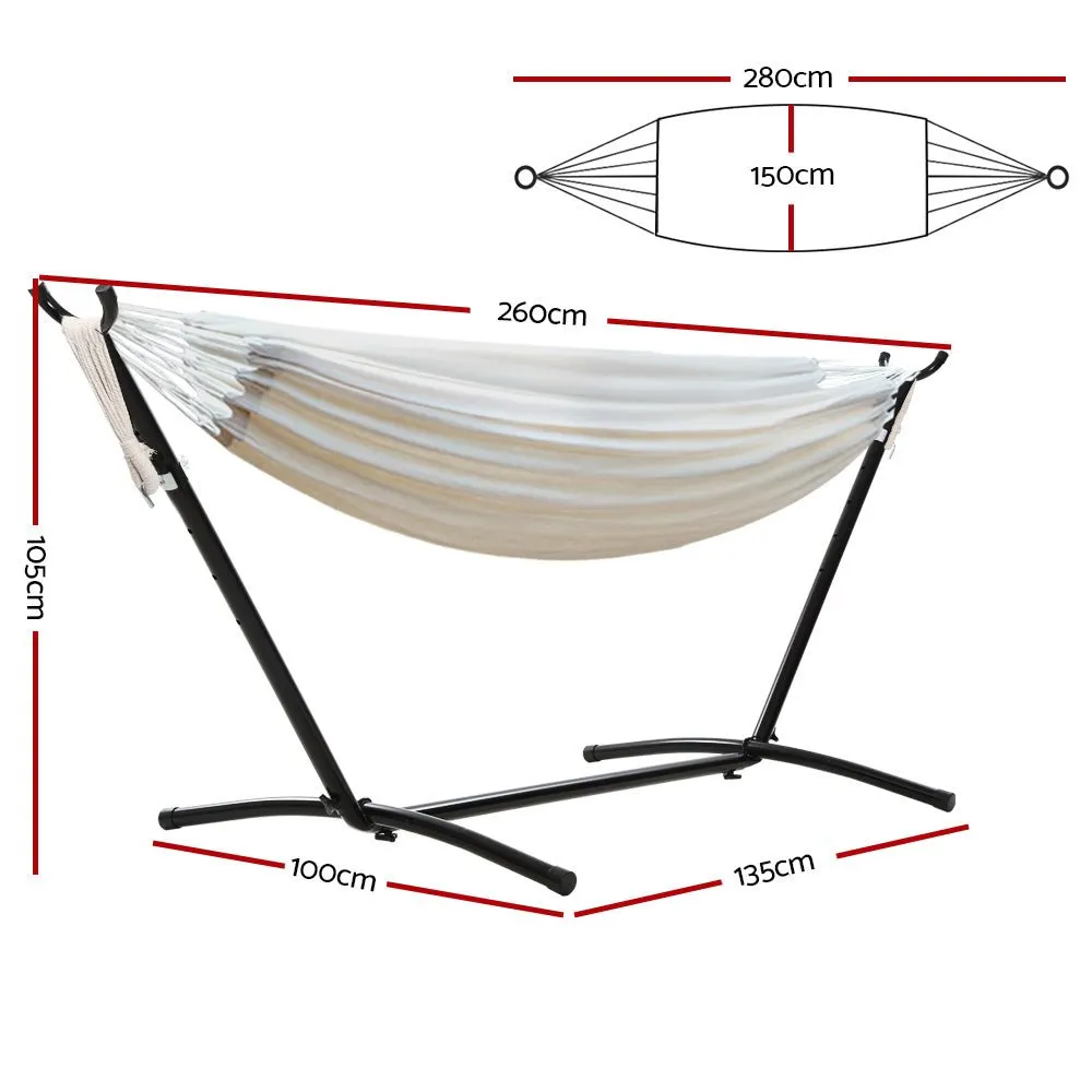 Outdoor Swing Bed: Cream Camping Hammock with Stand