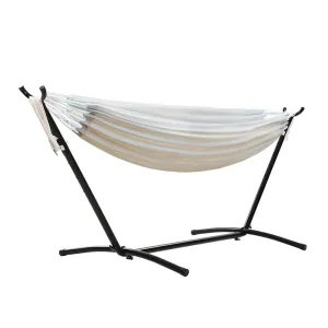 Outdoor Swing Bed: Cream Camping Hammock with Stand