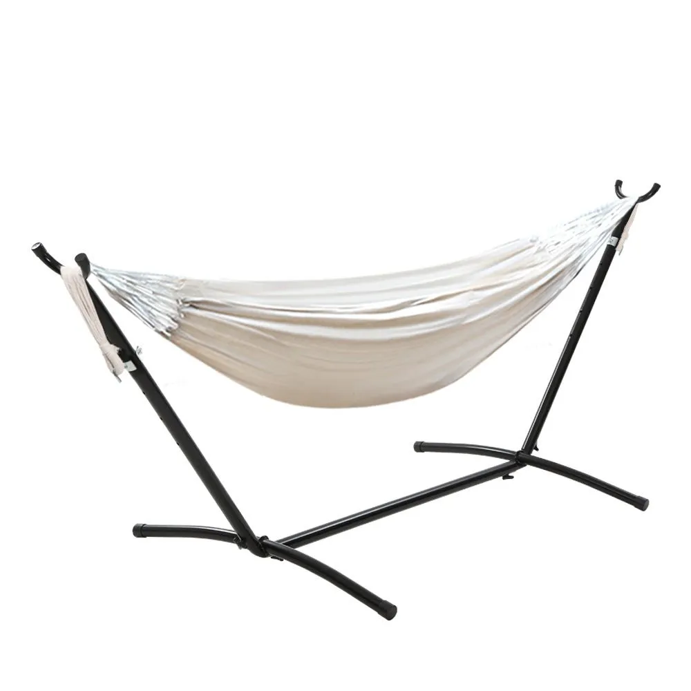 Outdoor Swing Bed: Cream Camping Hammock with Stand