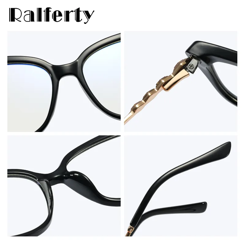 Ralferty Women's Eyeglasses Crystal Cat's Eye Anti Blue Light F95668