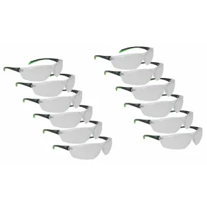 Scratch Resistant TPR Padded Temple Clear Lens Safety Glasses 12-Pair Bulk Pack