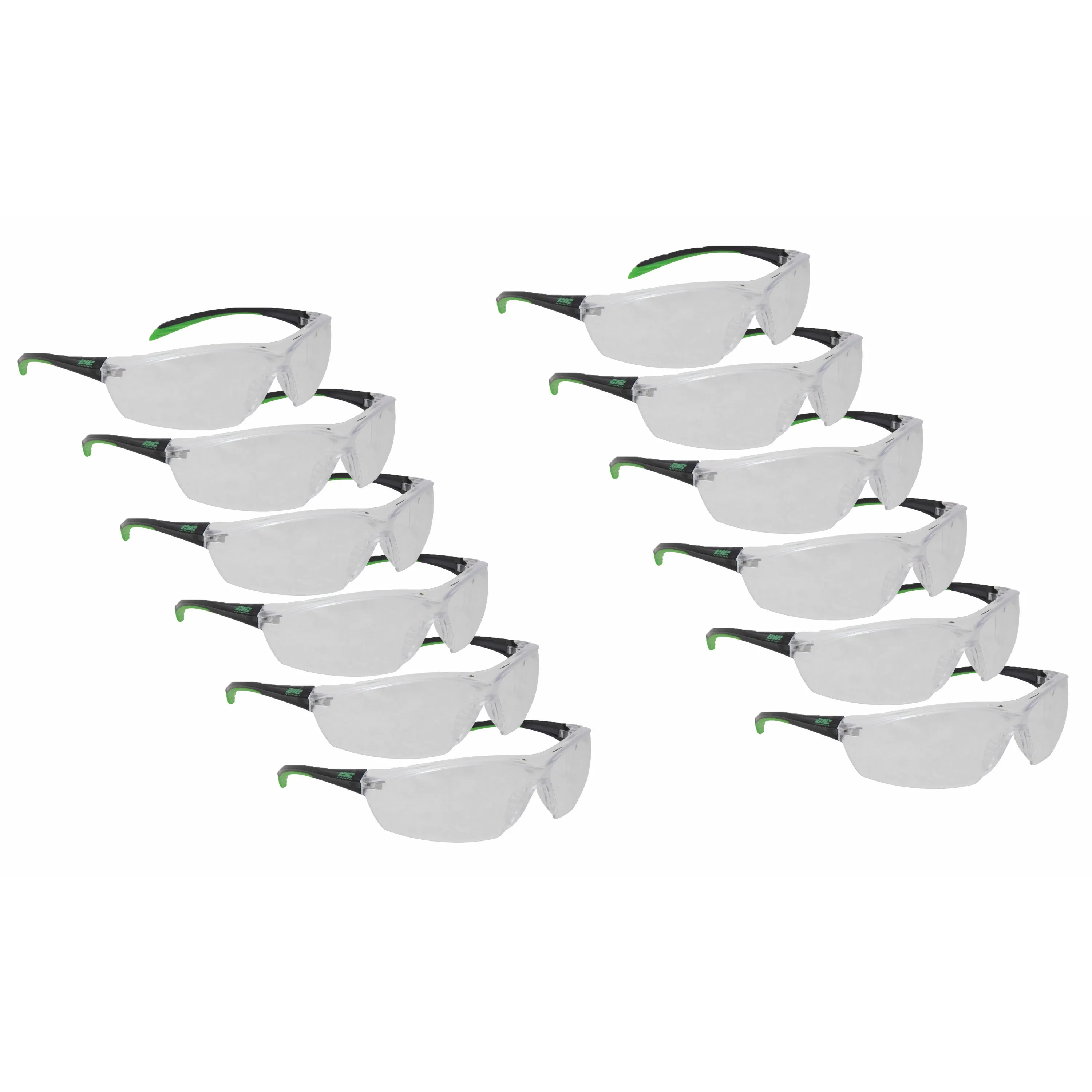 Scratch Resistant TPR Padded Temple Clear Lens Safety Glasses 12-Pair Bulk Pack