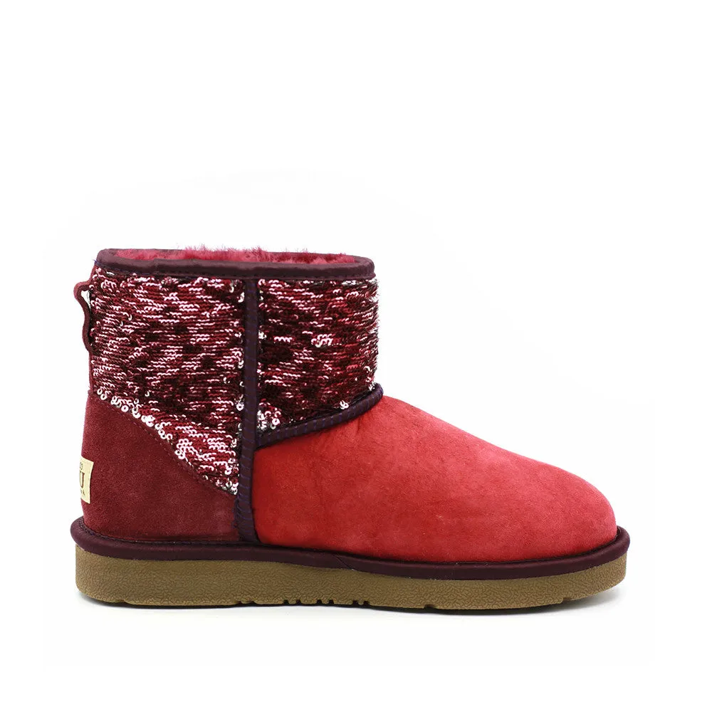 Sparkle Short Ugg Boot - Wine Red