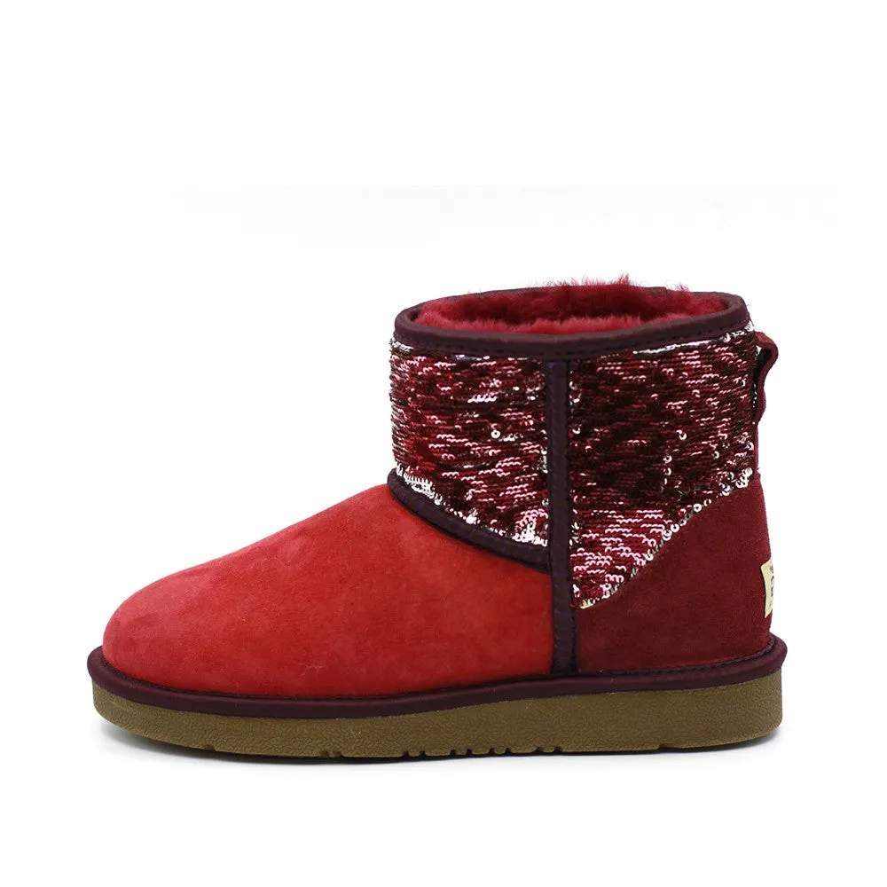 Sparkle Short Ugg Boot - Wine Red