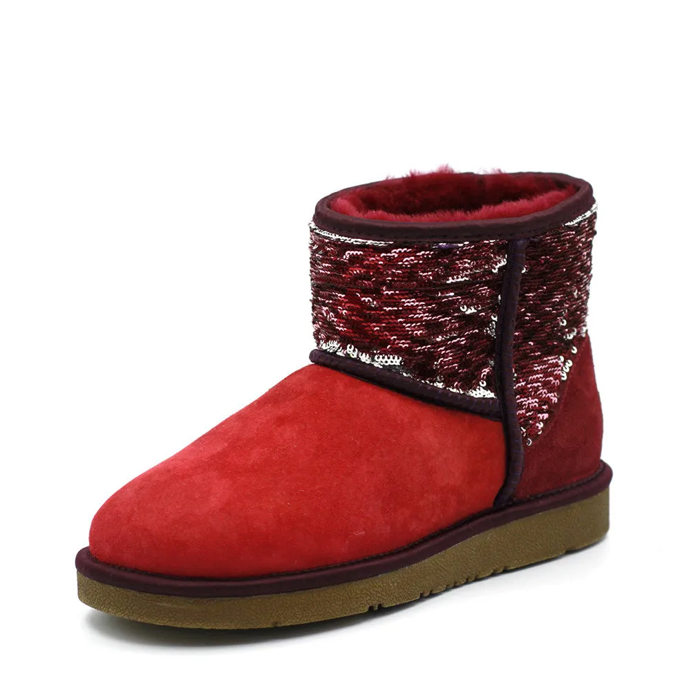 Sparkle Short Ugg Boot - Wine Red