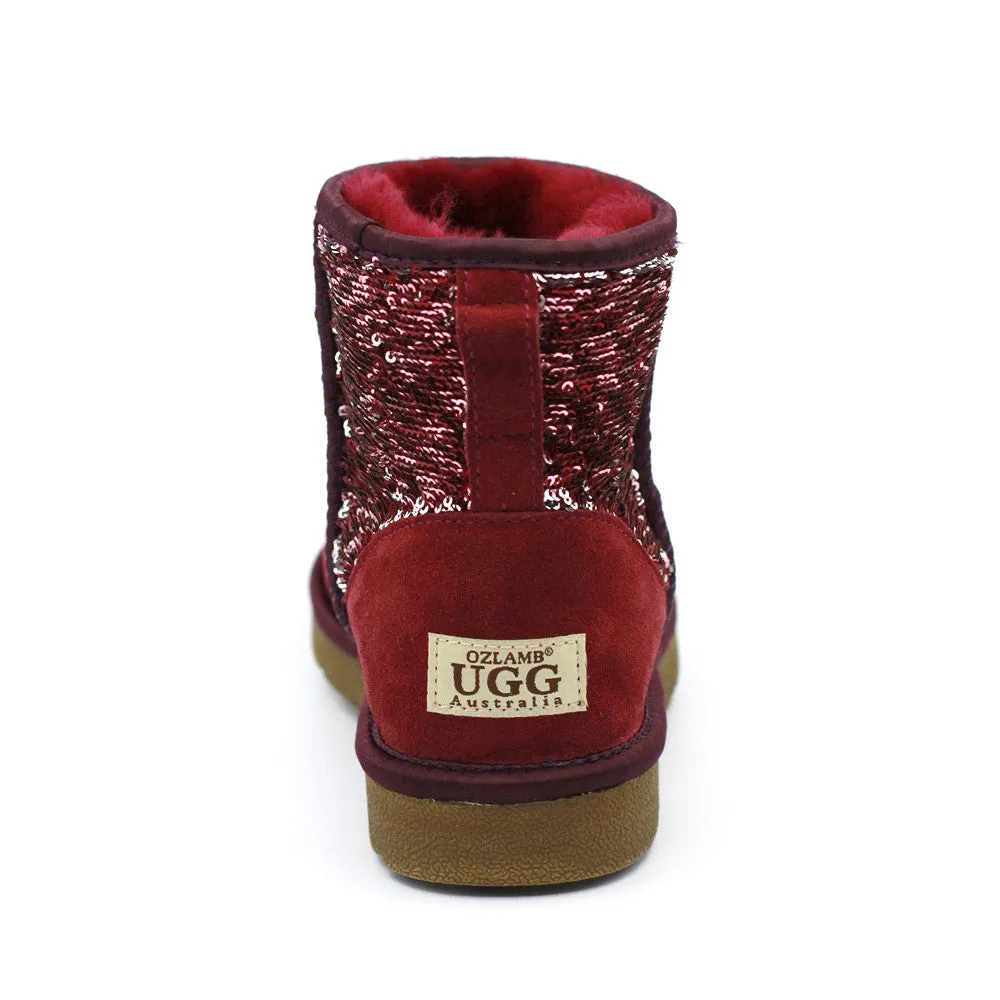 Sparkle Short Ugg Boot - Wine Red