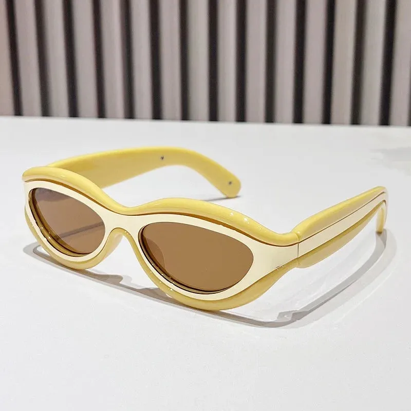 TEEK - Oval Cat Eye Dual Border Sunglasses