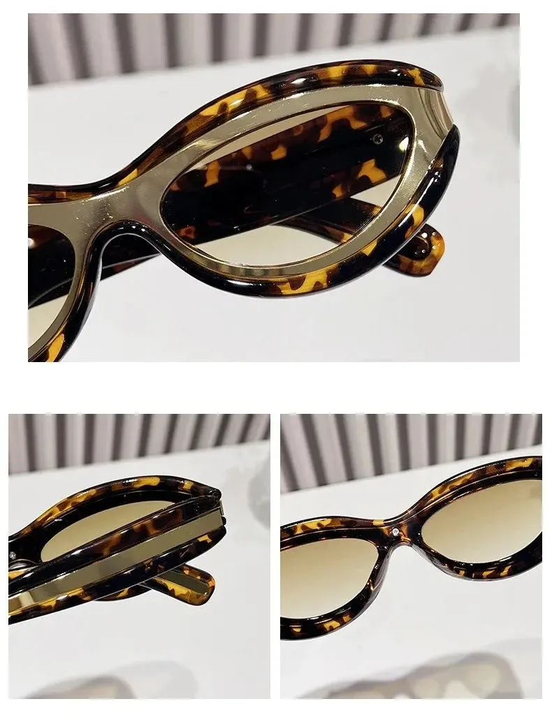 TEEK - Oval Cat Eye Dual Border Sunglasses