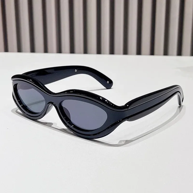 TEEK - Oval Cat Eye Dual Border Sunglasses