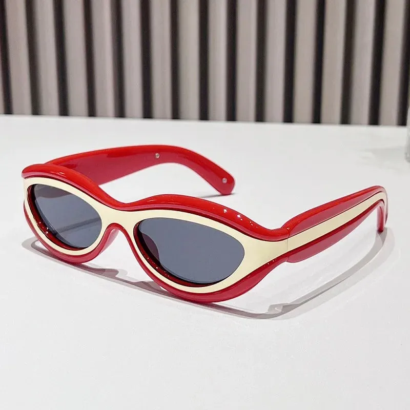 TEEK - Oval Cat Eye Dual Border Sunglasses