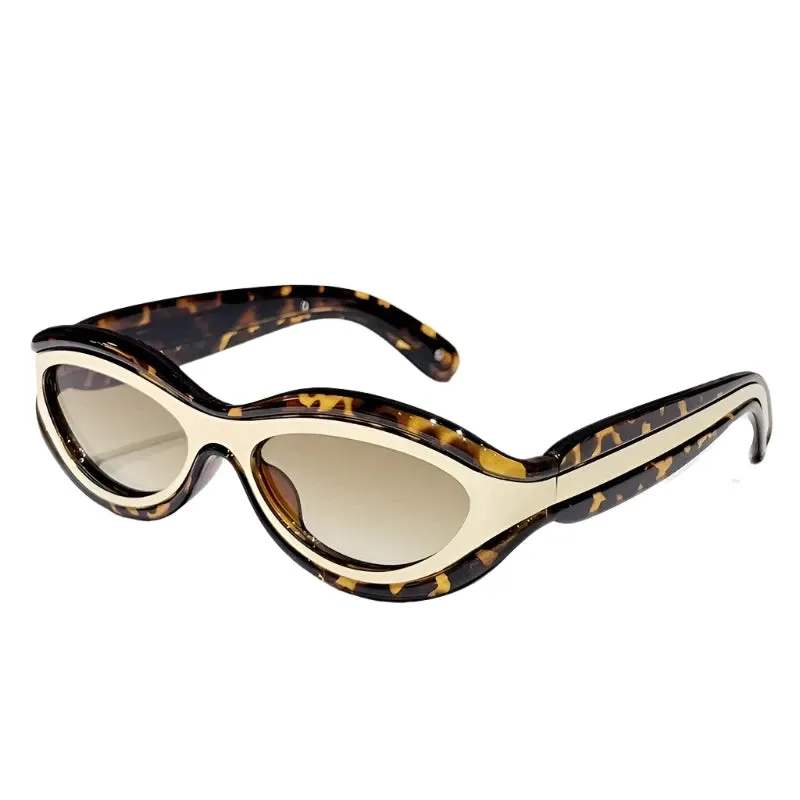 TEEK - Oval Cat Eye Dual Border Sunglasses