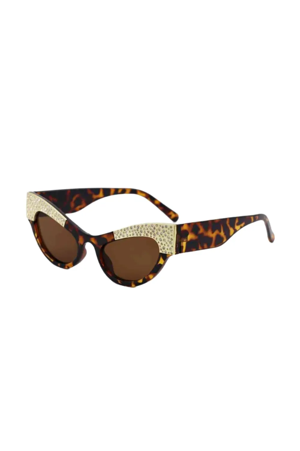 TEEK - Regal Rhinestone Trim Cat-Eye Sunglasses