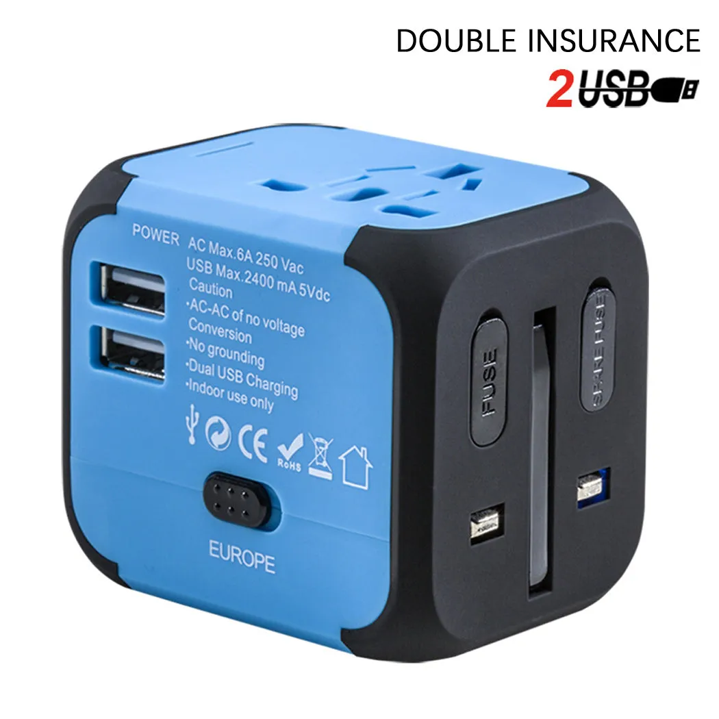 Travel Adapter with Dual USB All-in-one Worldwide Travel Chargers Adapters