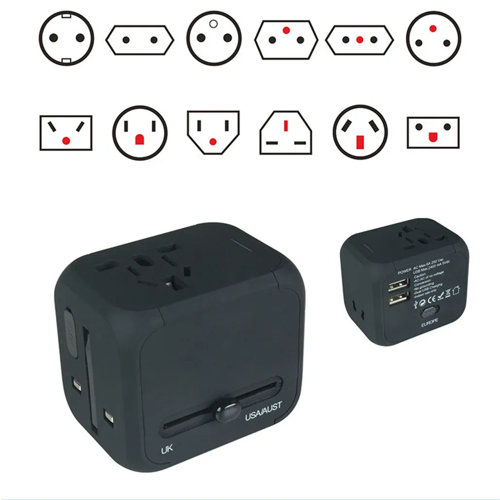 Travel Adapter with Dual USB All-in-one Worldwide Travel Chargers Adapters