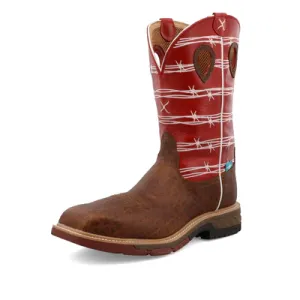 Twisted X Men's Safty Toe WESTERN WORK BOOT RED/WHITE : MXBNW01