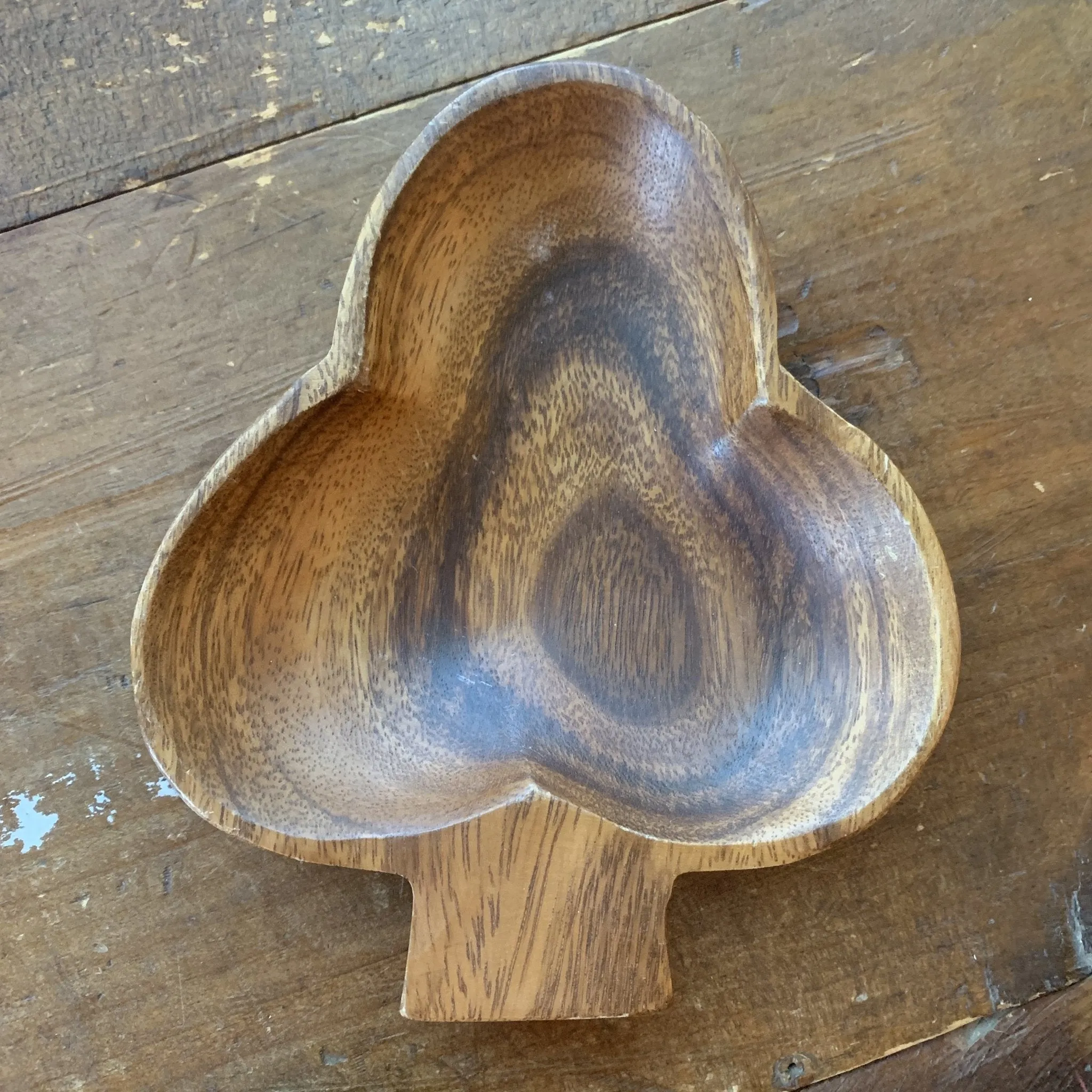 Vintage Wood Bowls in Card Suit Shapes of Hearts, Diamonds, Spades, & Clubs. Perfect for a Card Party!